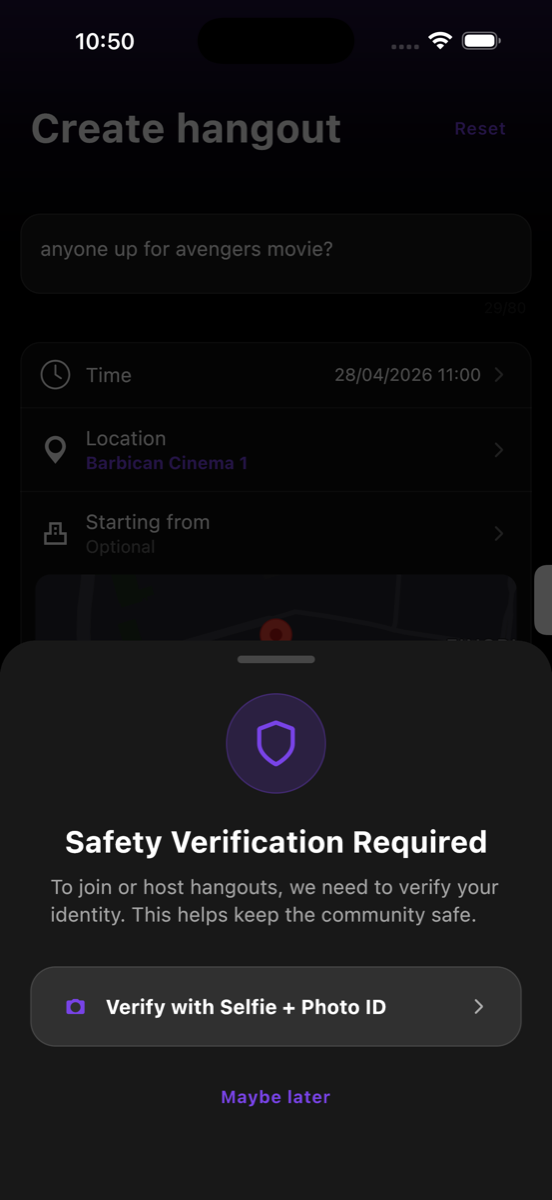Safety verification required screen in Up For It